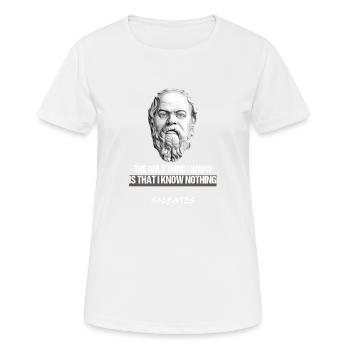 Socrate citation du philosophe grec Philosophie - T-shirt respirant Femme - blanc - Devant - AI Model Female 172 dark (172cm)