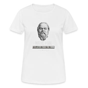 Socrate citation du philosophe grec Philosophie - T-shirt respirant Femme - blanc - Devant - AI Model Female 172 dark (172cm)