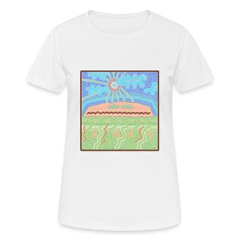 Aires Rock Autralian Aboriginal Kunst - Frauen T-Shirt atmungsaktiv - Weiß - Vorne - AI Model Female 172 dark (172cm)