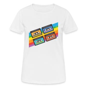 Vintage colorful cassette tape - Women's Breathable T-Shirt - white - Front - AI Model Female 172 dark (172cm)