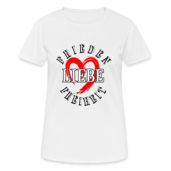 Frieden Liebe Freiheit Shirt für Herren und Damen - Frauen T-Shirt atmungsaktiv - Weiß - Vorne - AI Model Female 172 dark (172cm)