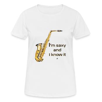Saxophones image avec inscription - T-shirt respirant Femme - blanc - Devant - AI Model Female 172 dark (172cm)