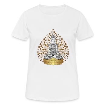 Yoga/ Meditation/ Lotussitz Namaste Geschenkidee - Frauen T-Shirt atmungsaktiv - Weiß - Vorne - AI Model Female 172 dark (172cm)