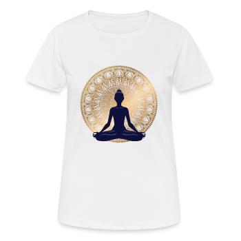 Meditation motif Namaste gift idea Yoga Buddha - Women's Breathable T-Shirt - white - Front - AI Model Female 172 dark (172cm)