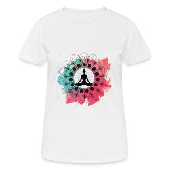 Yoga/ Meditaion/ Wasserfarben Namaste Geschenkidee - Frauen T-Shirt atmungsaktiv - Weiß - Vorne - AI Model Female 172 dark (172cm)