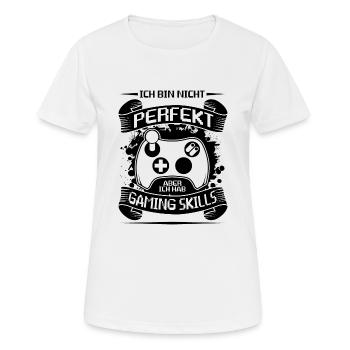 Gaming ich bin nicht Perfekt aber ich hab Gaming - Frauen T-Shirt atmungsaktiv - Weiß - Vorne - AI Model Female 172 dark (172cm)