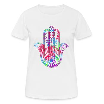Hamsa Hand der Fatima - Frauen T-Shirt atmungsaktiv - Weiß - Vorne - AI Model Female 172 dark (172cm)
