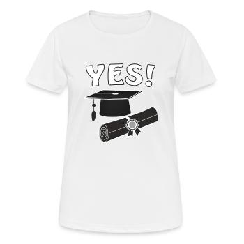 Doktorhut YES - Frauen T-Shirt atmungsaktiv - Weiß - Vorne - AI Model Female 172 dark (172cm)