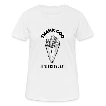 Snack bar shirt Thank god it s friesday - Women's Breathable T-Shirt - white - Front - AI Model Female 172 dark (172cm)