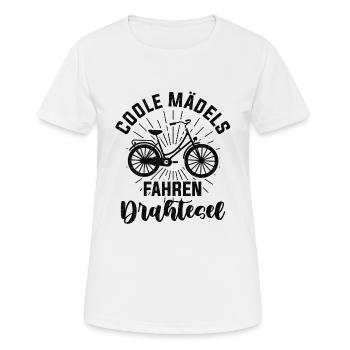 Drahtesel Fahrradfahren Fahrradfahrer Radfahren - Frauen T-Shirt atmungsaktiv - Weiß - Vorne - AI Model Female 172 dark (172cm)