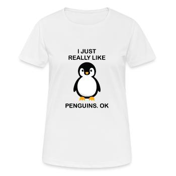 Cadeau d'amant de pingouin, amoureux des animaux drôle, pingouin Lo - T-shirt respirant Femme - blanc - Devant - AI Model Female 172 dark (172cm)