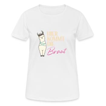 Junggesellinnenabschied m. Alpaka, Lama für Braut - Frauen T-Shirt atmungsaktiv - Weiß - Vorne - AI Model Female 172 dark (172cm)