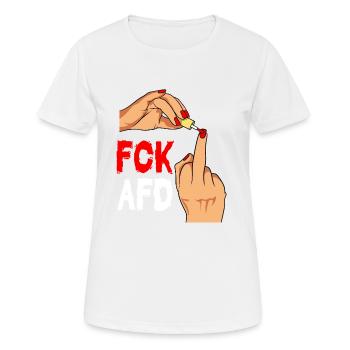 FCK AFD Design Gegen Rassismus Faschismus - Frauen T-Shirt atmungsaktiv - Weiß - Vorne - AI Model Female 172 dark (172cm)