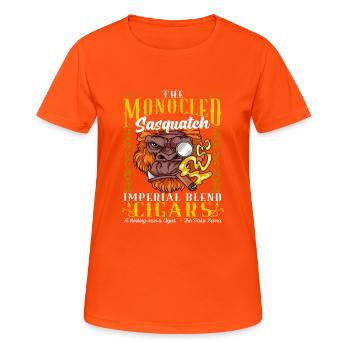 Cigar Tobacco Sasquatch Smoking Bigfoot Cigars - Women's Breathable T-Shirt - neon orange - Front - AI Model Female 172 dark (172cm)