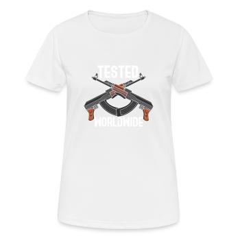 AK-47 RIFLE: Tested Worldwide - Women's Breathable T-Shirt - white - Front - AI Model Female 172 dark (172cm)
