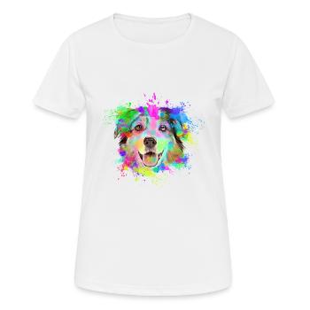 Colorful Australian Shepherd for dog lovers - Women's Breathable T-Shirt - white - Front - AI Model Female 172 dark (172cm)