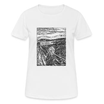 Le cri - Croquis de lin surréaliste - T-shirt respirant Femme - blanc - Devant - AI Model Female 172 dark (172cm)
