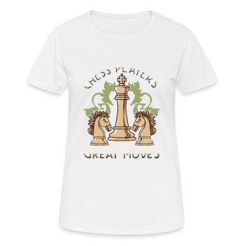 Queen Chess Piece Brains zum Kampf Schachzitat - Frauen T-Shirt atmungsaktiv - Weiß - Vorne - AI Model Female 172 dark (172cm)