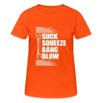 Suck Squeeze Bang Blow - Women's Breathable T-Shirt - neon orange - Front - AI Model Female 172 dark (172cm)