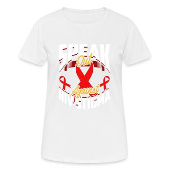 Sensibilisation au VIH Sida Stigmatisation Citation - T-shirt respirant Femme - blanc - Devant - AI Model Female 172 dark (172cm)