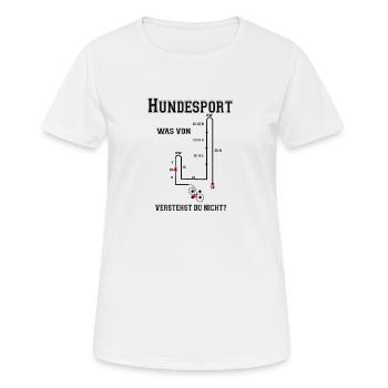Hundesport TShirt Hunde Hundeschule Training Gassi - Frauen T-Shirt atmungsaktiv - Weiß - Vorne - AI Model Female 172 dark (172cm)
