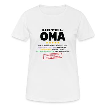 Hotel Oma Durchgehend Geöffnet - Frauen T-Shirt atmungsaktiv - Weiß - Vorne - AI Model Female 172 dark (172cm)