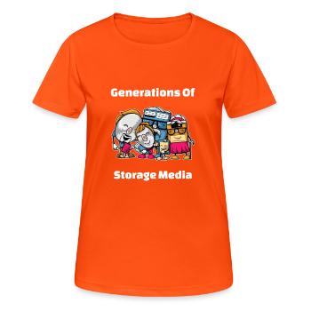 Générations de supports de stockage 1643 - T-shirt respirant Femme - orange néon - Devant - AI Model Female 172 dark (172cm)