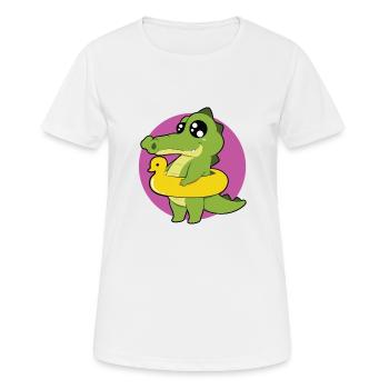 Krokodil Echse Alligator Kroko Reptil - Frauen T-Shirt atmungsaktiv - Weiß - Vorne - AI Model Female 172 dark (172cm)