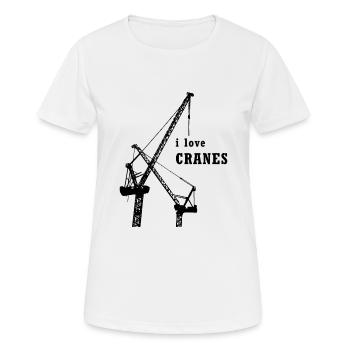 Grue - grutier - J'aime les grues - chantier - T-shirt respirant Femme - blanc - Devant - AI Model Female 172 dark (172cm)