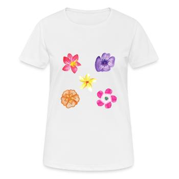 Blumen Motiv Set - Frauen T-Shirt atmungsaktiv - Weiß - Vorne - AI Model Female 172 dark (172cm)