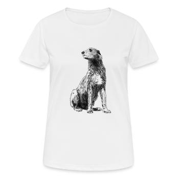 Sitting Irish Wolfhound Dog - Women's Breathable T-Shirt - white - Front - AI Model Female 172 dark (172cm)