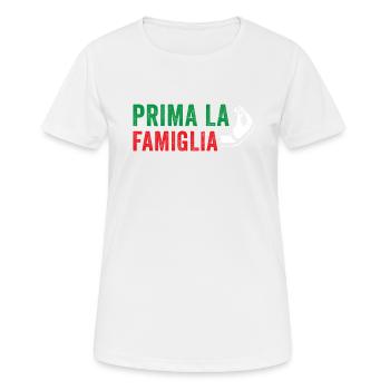 Prima La Famiglia Shirt - Italienisches Geschenk - Familie F. - Frauen T-Shirt atmungsaktiv - Weiß - Vorne - AI Model Female 172 dark (172cm)