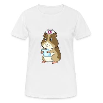 Guinea pig nurse dressed up - Women's Breathable T-Shirt - white - Front - AI Model Female 172 dark (172cm)