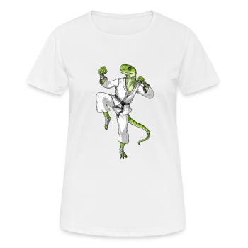 Karate Eidechse - Frauen T-Shirt atmungsaktiv - Weiß - Vorne - AI Model Female 172 dark (172cm)