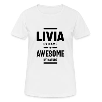 Livia Personalized Name Birthday Gift - Women's Breathable T-Shirt - white - Front - AI Model Female 172 dark (172cm)