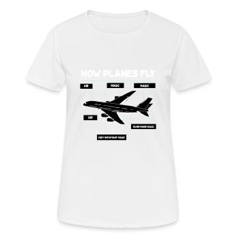 How Planes Fly Design für Flugschüler und - Frauen T-Shirt atmungsaktiv - Weiß - Vorne - AI Model Female 172 dark (172cm)
