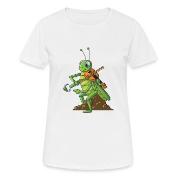 Geige Grille Geigenspieler Multitasking Handy - Frauen T-Shirt atmungsaktiv - Weiß - Vorne - AI Model Female 172 dark (172cm)