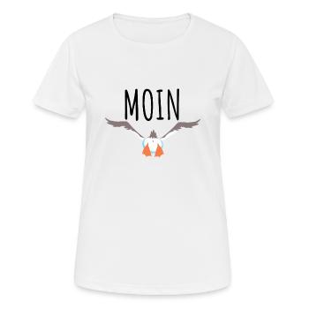 Moin Hamburg Möwe Hansestadt Lustiger Spruch Witz - Frauen T-Shirt atmungsaktiv - Weiß - Vorne - AI Model Female 172 dark (172cm)
