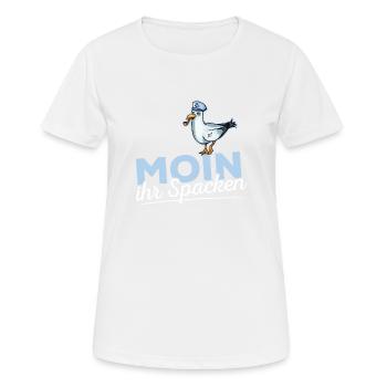 Moin Ihr Spacken witziges Norddeutsches Geschenk - Frauen T-Shirt atmungsaktiv - Weiß - Vorne - AI Model Female 172 dark (172cm)