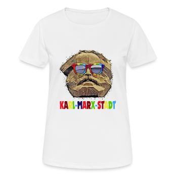 lustiges Chemnitz Karl Marx Stadt Nischel Geschenk - Frauen T-Shirt atmungsaktiv - Weiß - Vorne - AI Model Female 172 dark (172cm)