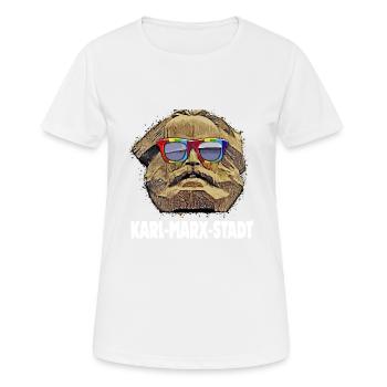lustiges Chemnitz Karl Marx Stadt Nischel Geschenk - Frauen T-Shirt atmungsaktiv - Weiß - Vorne - AI Model Female 172 dark (172cm)