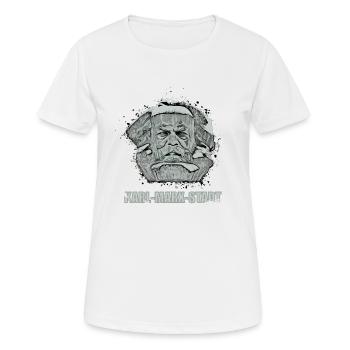 lustiges Chemnitz Karl Marx Stadt Nischel Geschenk - Frauen T-Shirt atmungsaktiv - Weiß - Vorne - AI Model Female 172 dark (172cm)