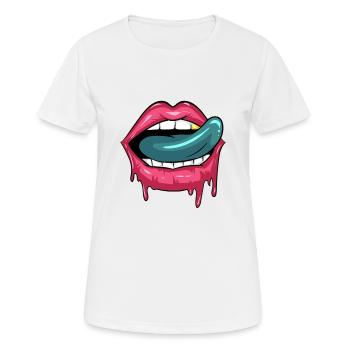 Zombie mort-vivants bouche langue rouge à lèvres conception - T-shirt respirant Femme - blanc - Devant - AI Model Female 172 dark (172cm)