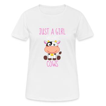 Juste une fille qui aime les vaches vaches vaches - T-shirt respirant Femme - blanc - Devant - AI Model Female 172 dark (172cm)