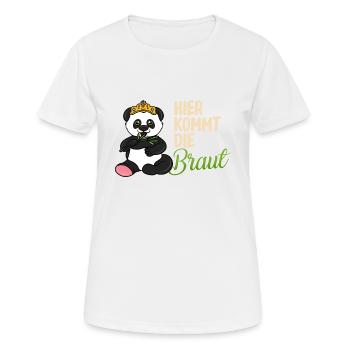 Junggesellinnenabschied m. Panda, Pandabär - Frauen T-Shirt atmungsaktiv - Weiß - Vorne - AI Model Female 172 dark (172cm)