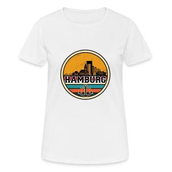 Logo de Hambourg Hanstestadt avec ancre et skyline - T-shirt respirant Femme - blanc - Devant - AI Model Female 172 dark (172cm)