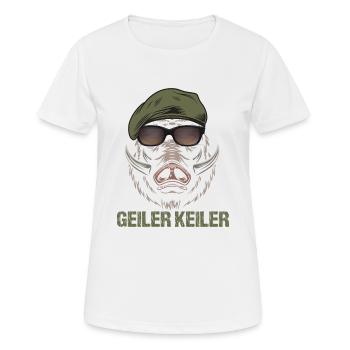 Geiler Keiler Wildschwein Jagd Jäger Spruch Humor - Frauen T-Shirt atmungsaktiv - Weiß - Vorne - AI Model Female 172 dark (172cm)
