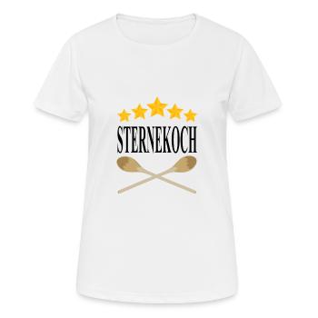 Sternekoch Wort und Kochlöffel Sterne Grafiken - Frauen T-Shirt atmungsaktiv - Weiß - Vorne - AI Model Female 172 dark (172cm)