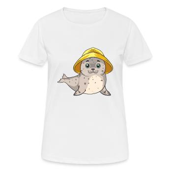Lustige Robbe Regenmütze Ostsee Nordsee Heuler - Women's Breathable T-Shirt - white - Front - AI Model Female 172 dark (172cm)