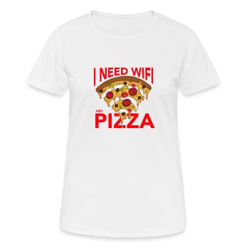 Internet Addicts Need Wifi and Pizza - Women's Breathable T-Shirt - white - Front - AI Model Female 172 dark (172cm)